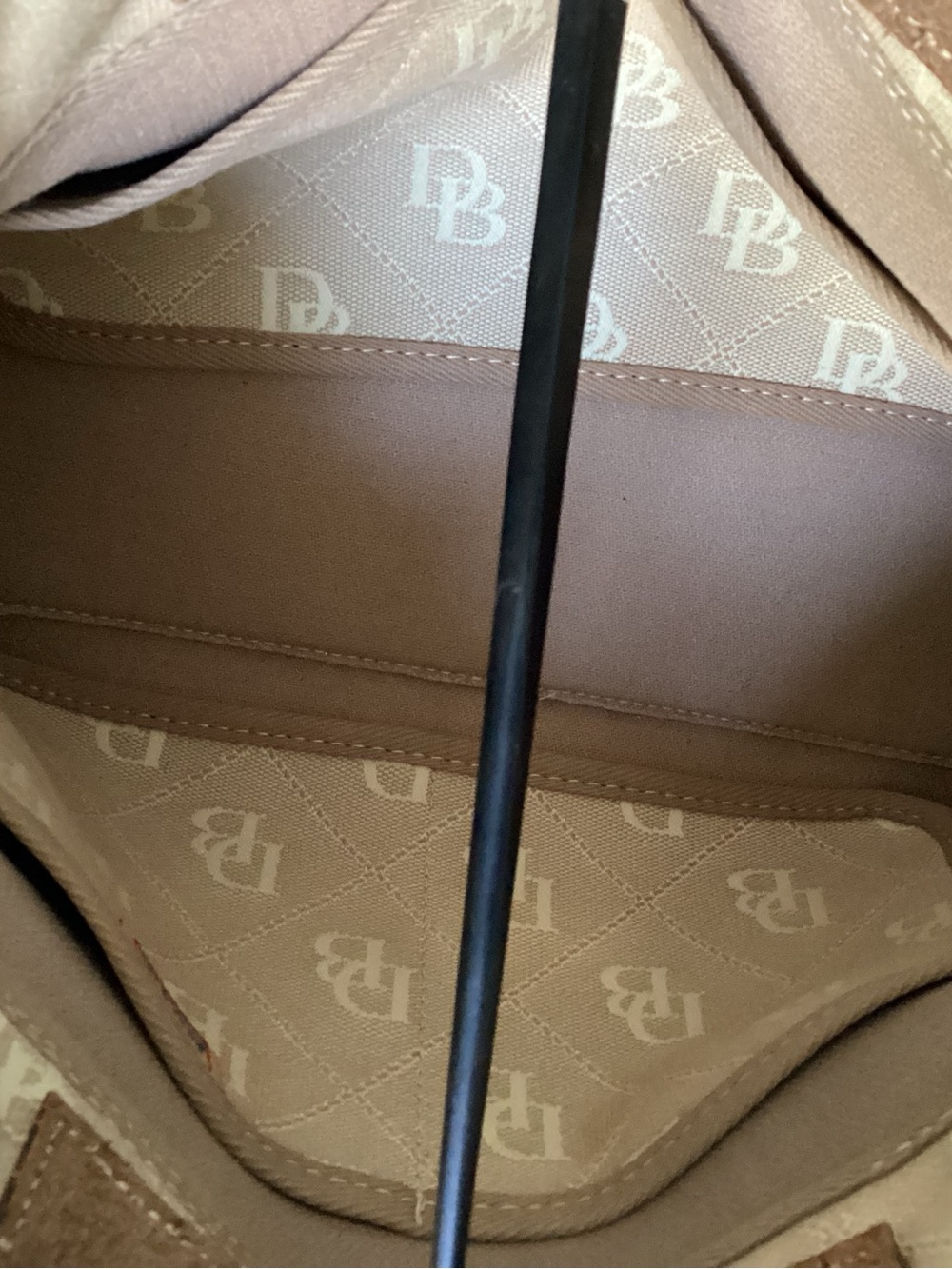 Dooney & Bourke Beige Logo Satchel with Dark Brown Trim - Picture 10 of 13